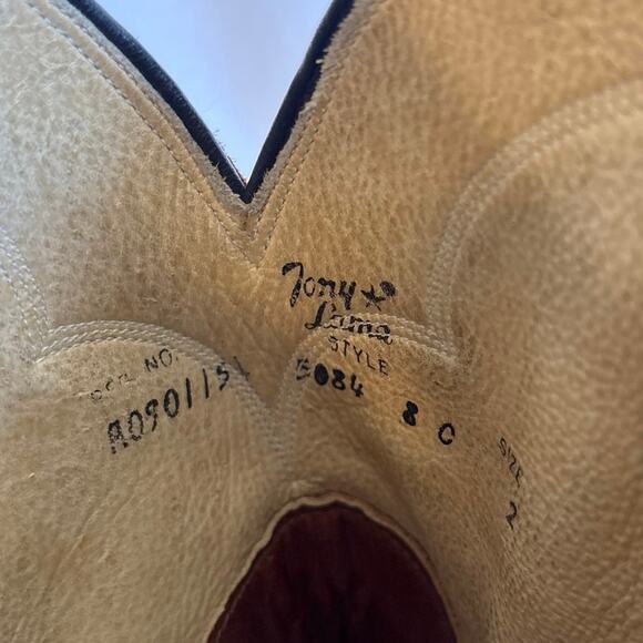 Vintage Tony Lama Cowboy Boots Men's 9C Brown Leather Western Style 5084 - Picture 7 of 13